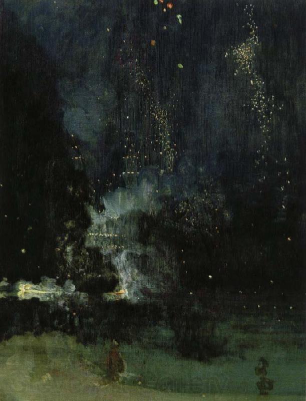 James Abbott Mcneill Whistler nocturne i svart och guld den fallande raketen France oil painting art